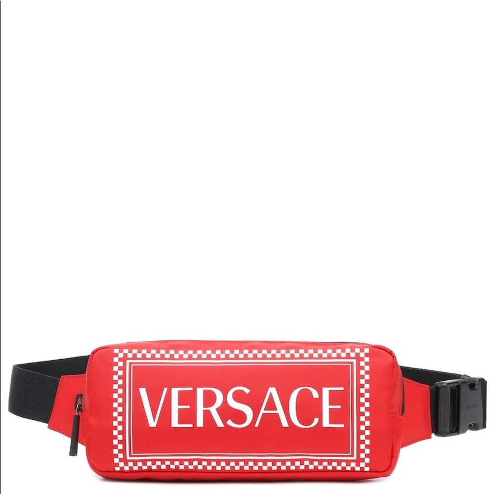 Versace 90s Vintage Red and White logo belt bag